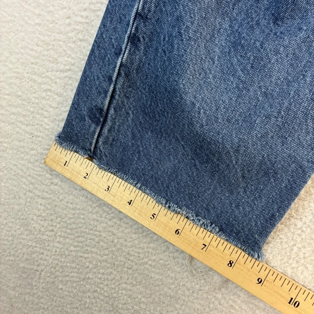 Good American Jeans Women 16 38x32 Blue Classic Straight Legs Whisker Distressed